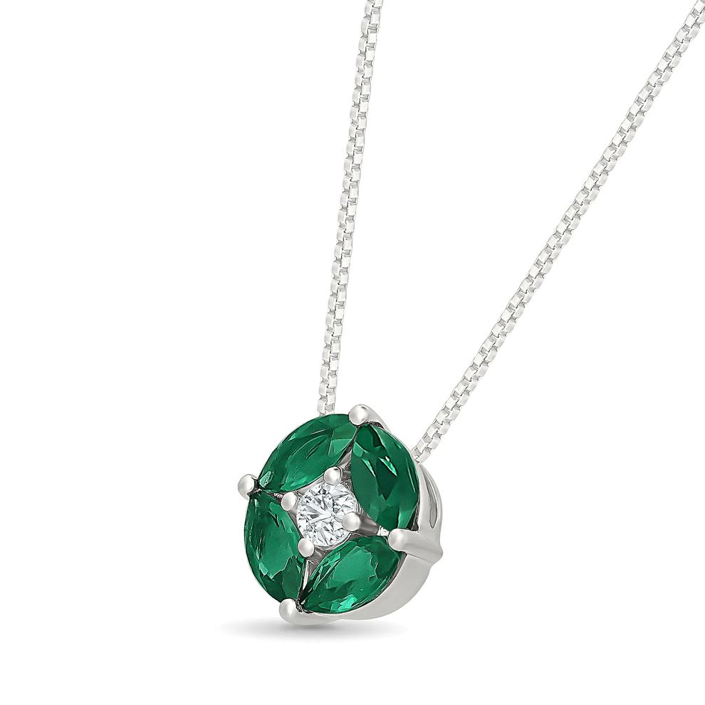Lab-Created Emerald &amp; Lab-Created White Sapphire Pendant Necklace in Sterling Silver – Image 2 of 4