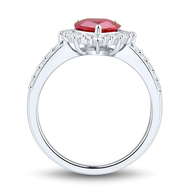 Lab-Created Ruby and Lab-Created White Sapphire Ring, Earring and Pendant Set in Sterling Silver – Image 3 of 9