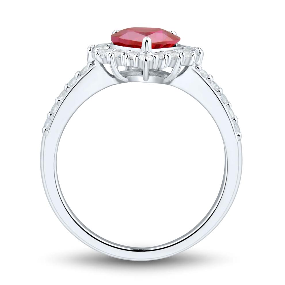 Lab-Created Ruby and Lab-Created White Sapphire Ring, Earring and Pendant Set in Sterling Silver – Image 3 of 9