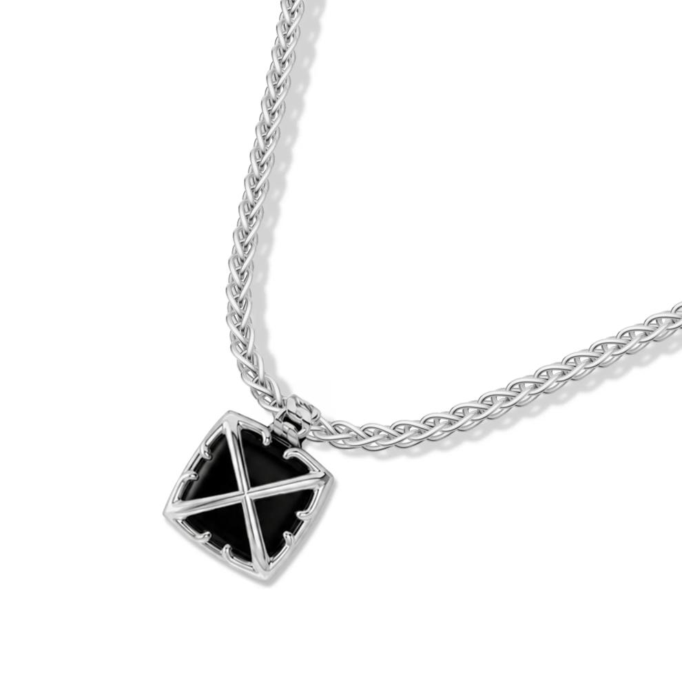 Men's Black Onyx Arrow Design Pendant Necklace in Sterling Silver – Image 4 of 4