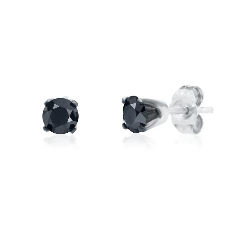 1/2 ct. tw. Black Diamond Stud Earrings in 14K White Gold – Image 1 of 3