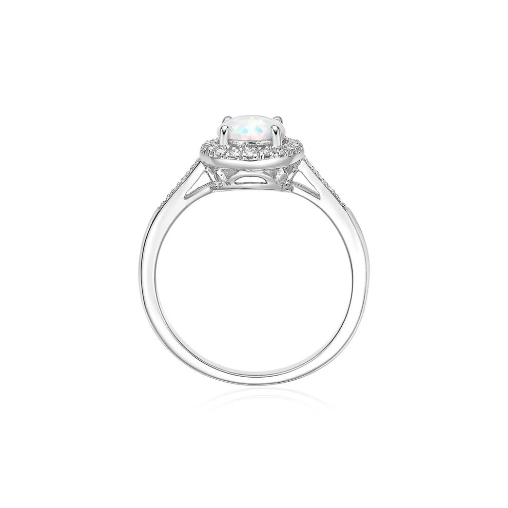 Lab Created Opal &amp; 1/8 ct. tw. Diamond Ring in Sterling Silver  – Image 2 of 3