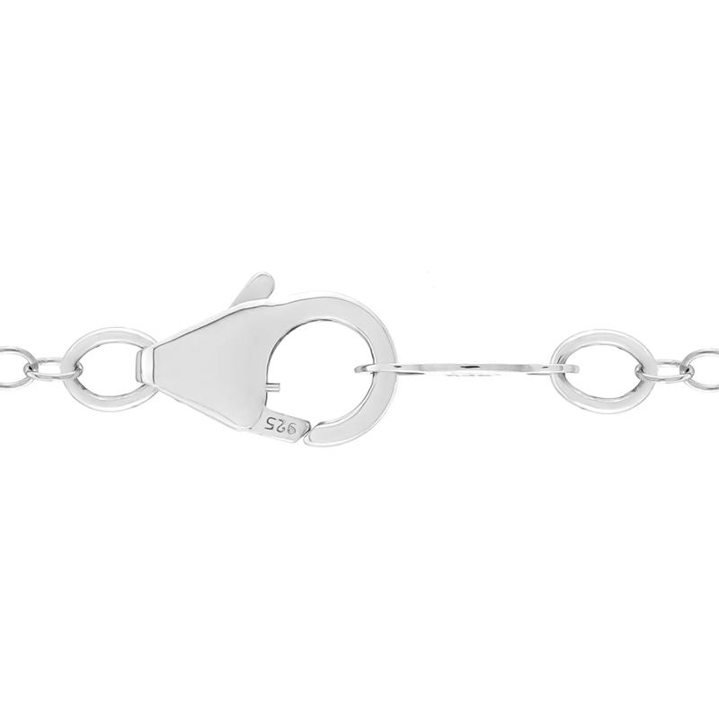 Freshwater Cultured Button Pearl and Lab-Created White Sapphire Necklace in Sterling Silver – Image 3 of 3