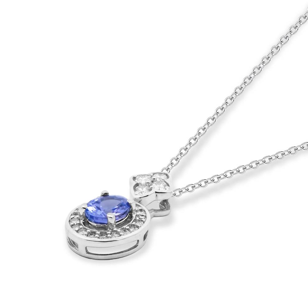 Tanzanite &amp; Diamond Pendant Necklace in 10K White Gold (1/5 ct. tw.) – Image 3 of 4
