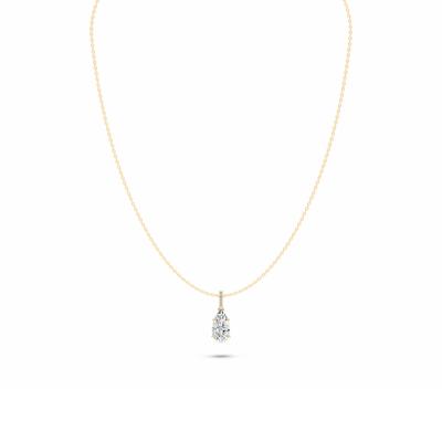 Lab Grown Diamond Pear-Shaped Drop Pendant Necklace in 14K Yellow Gold (3 ct. tw.)