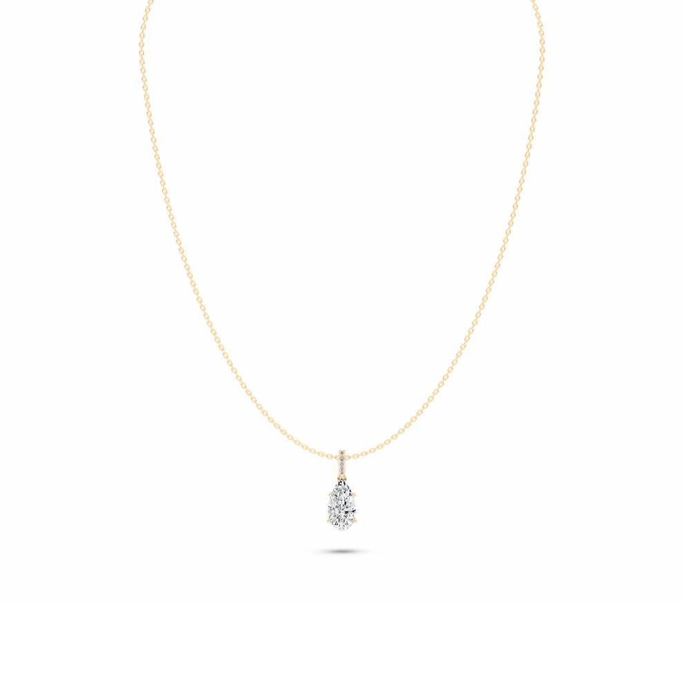 Lab Grown Diamond Pear-Shaped Drop Pendant Necklace in 14K Yellow Gold (3 ct. tw.) – Image 1 of 4