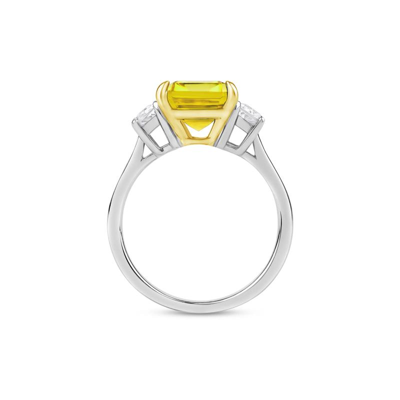 Lab Grown Diamond Yellow Emerald-Cut Center Engagement Ring in Platinum and 18K Yellow Gold &#40;6 1/4 ct. tw.&#41; – Image 2 of 5