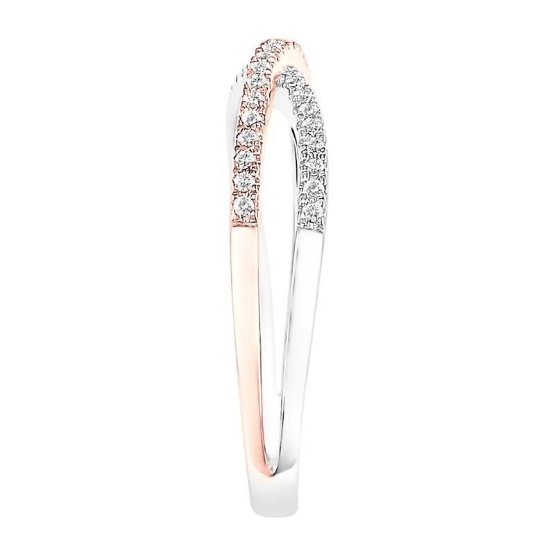 1/7 ct. tw. Diamond Criss Cross Ring in 10K White &amp; Rose Gold – Image 2 of 3