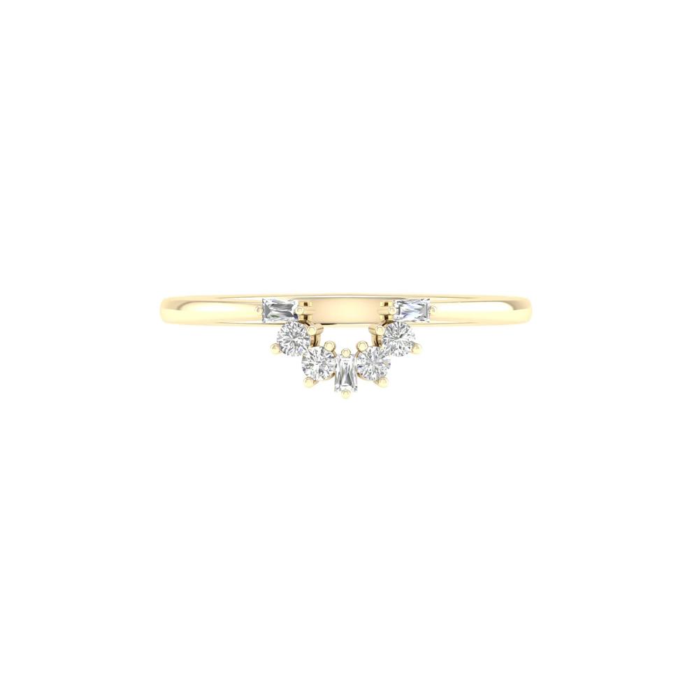 Round and Baguette Diamond Contour Band in 14K Yellow Gold (1/7 ct. tw.) – Image 1 of 4