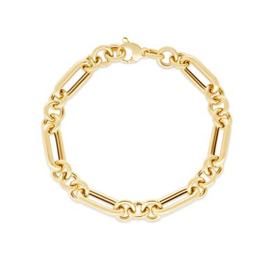 Polished Fancy Link Chain Bracelet in 14K Yellow Gold