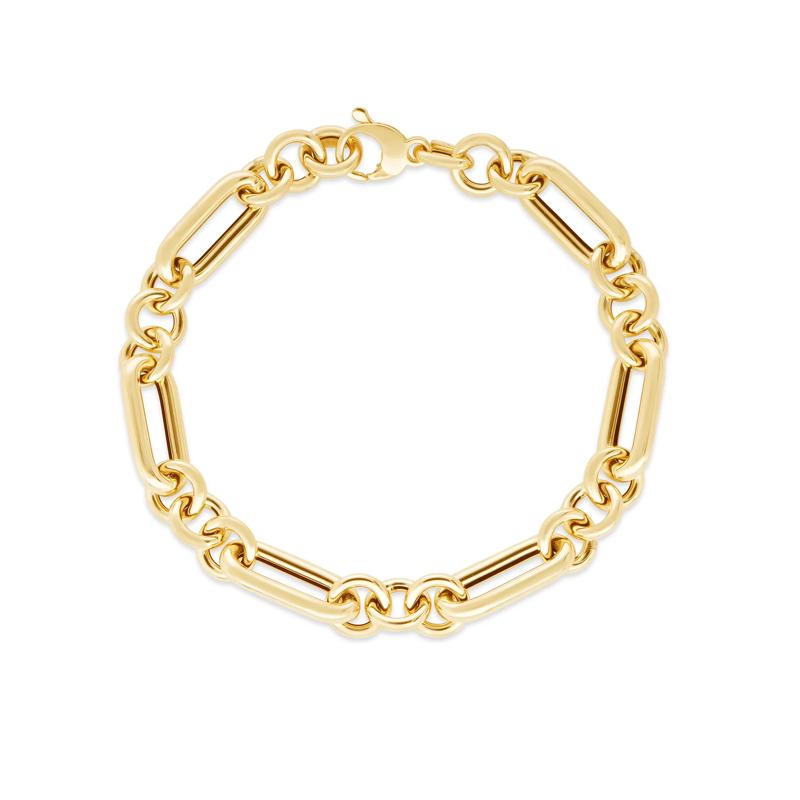 Polished Fancy Link Chain Bracelet in 14K Yellow Gold – Image 1 of 2
