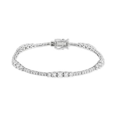Lab Grown Diamond Graduated Wave Tennis Bracelet in 10K White Gold, 7" (3 1/2 ct. tw.)