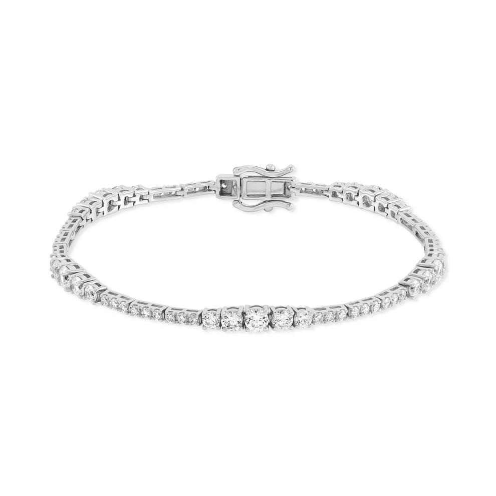 Lab Grown Diamond Graduated Wave Tennis Bracelet in 10K White Gold, 7" (3 1/2 ct. tw.) – Image 1 of 2