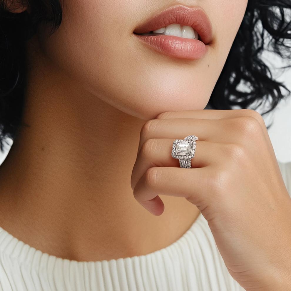 Lab Grown Diamond Emerald-Cut Ring in 14K White Gold (4 1/4 ct. tw.) – Image 5 of 5