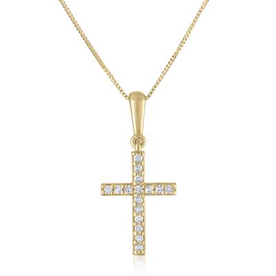Diamond Cross Pendant in 10K Yellow Gold (1/10 ct. tw.)