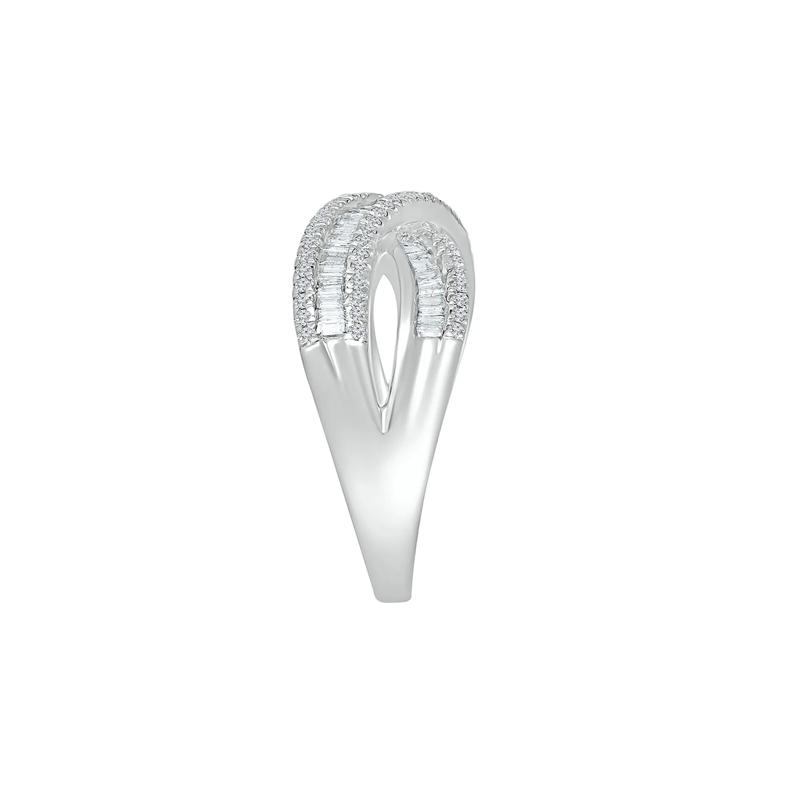 Crossover Ring with Baguette Diamonds in 10K White Gold &#40;5/8 ct. tw.&#41; – Image 3 of 4
