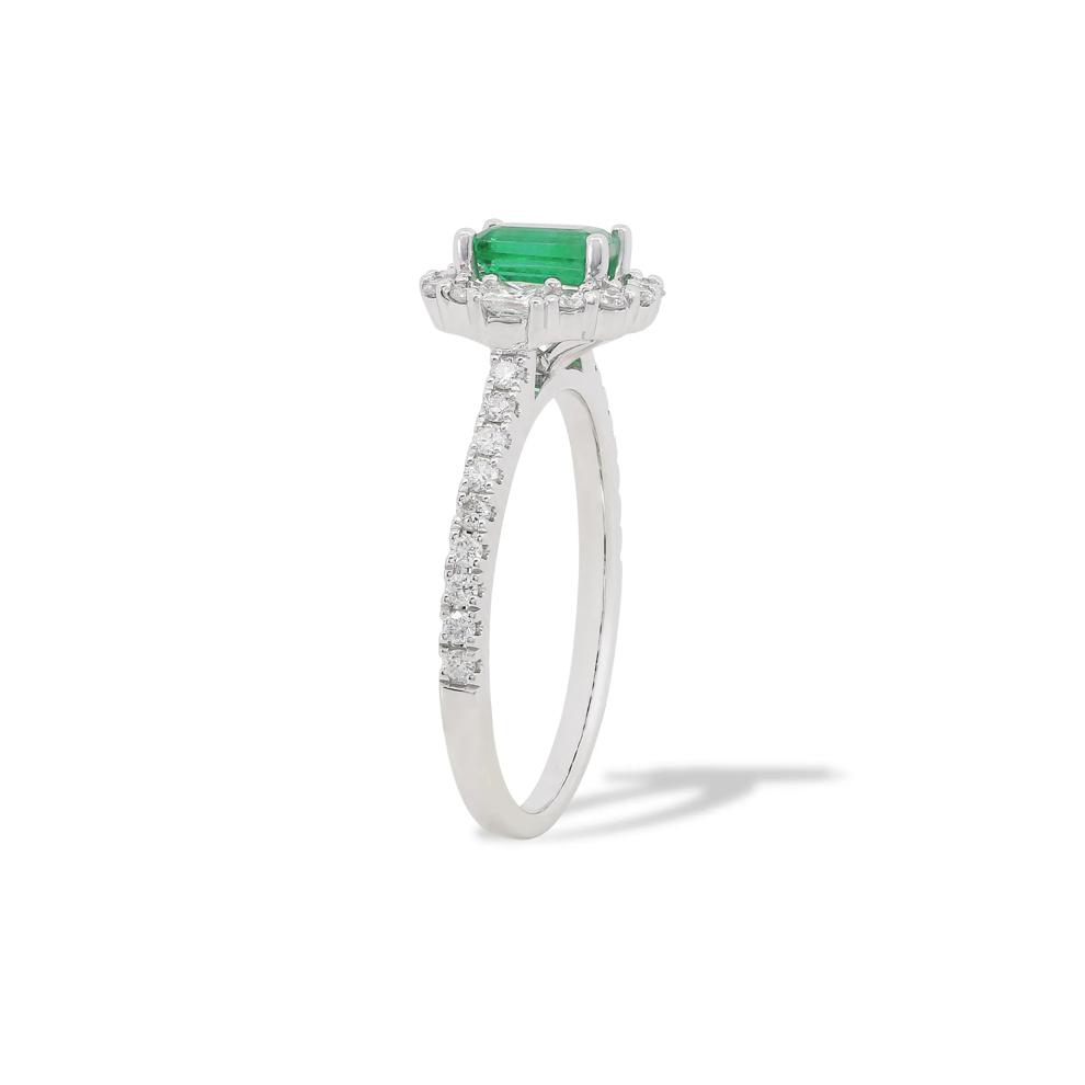 Emerald &amp; Diamond Ring in 10K White Gold (1/2 ct. tw.) – Image 3 of 4