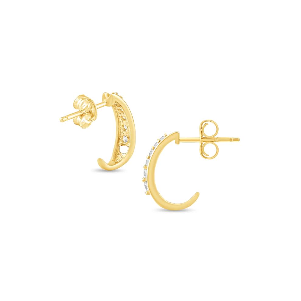Diamond Graduated J-Hoop Earrings in 10K Yellow Gold (1/4 ct. tw.) – Image 2 of 2