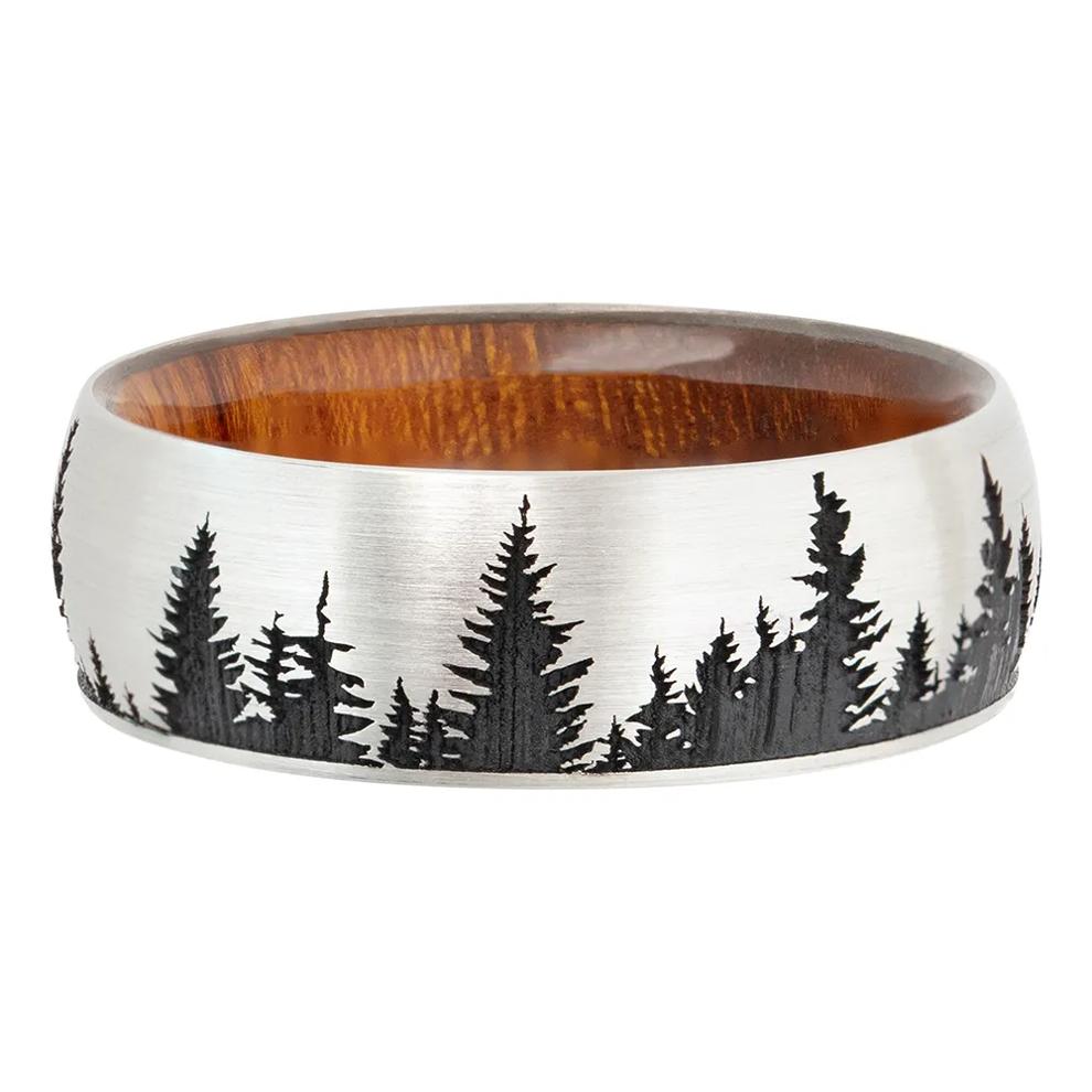 Men&rsquo;s Tree Wedding Band in Wood &amp; Cobalt, 8mm – Image 4 of 4