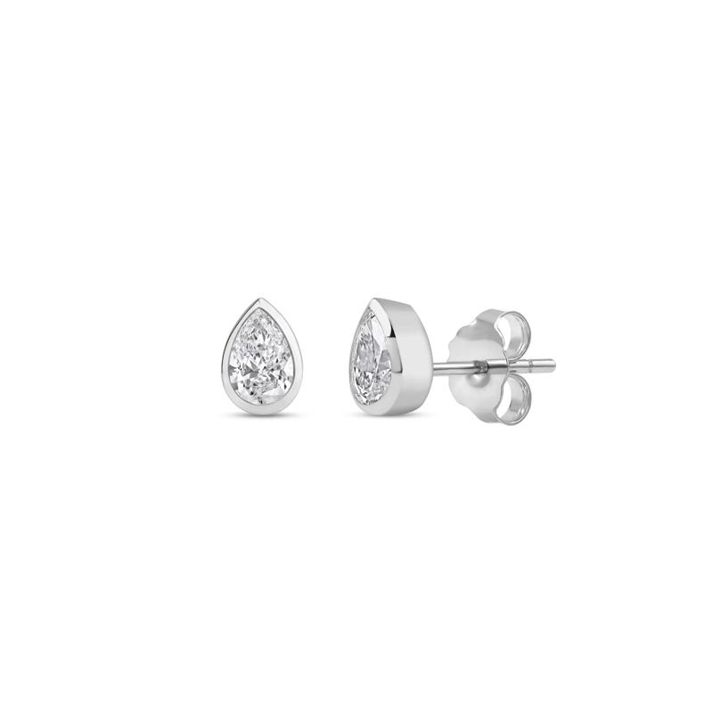Lab Grown Diamond Bezel-Set Pear-Shaped Solitaire Stud Earrings in 14K White Gold &#40;1/3 ct. tw.&#41; – Image 1 of 3