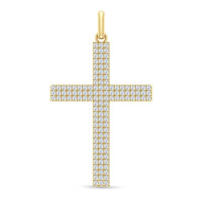 Men's Lab Grown Diamond Cross Charm in 10K Yellow Gold (2 ct. tw.)