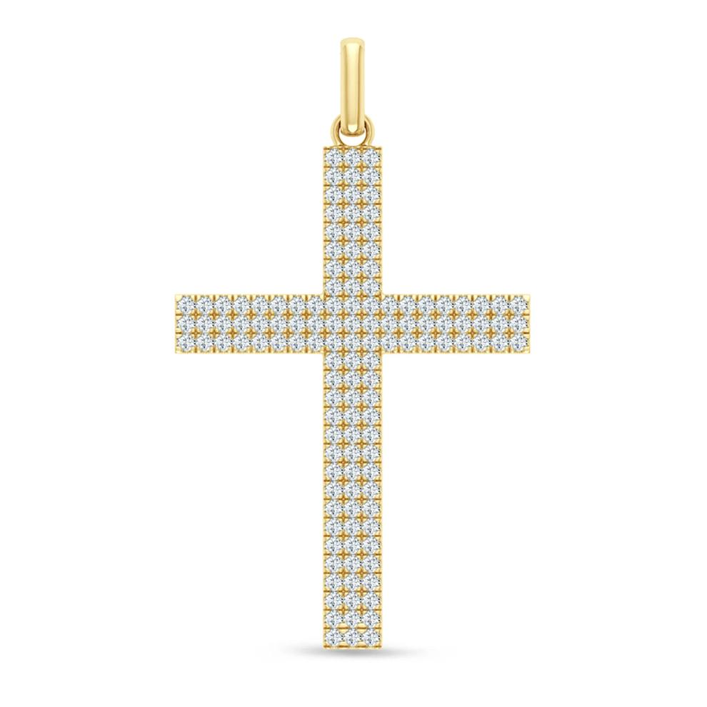 Men's Lab Grown Diamond Cross Charm in 10K Yellow Gold (2 ct. tw.) – Image 1 of 2