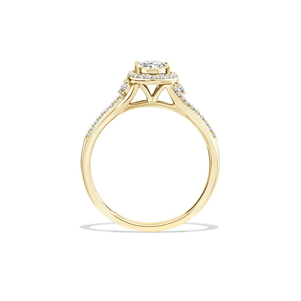 Lab Grown Diamond Oval Halo Center Twist-Shank Promise Ring in 10K Yellow Gold (1/2 ct. tw.) – Image 2 of 4