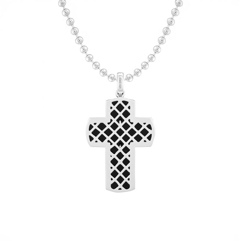 Black Onyx Fleur-de-Lis Cross Pendant in Sterling Silver – Image 2 of 4