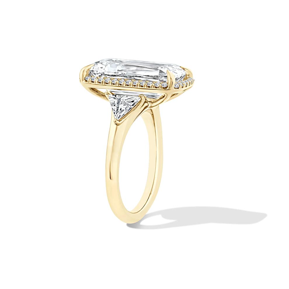 Lab Grown Diamond Elongated Cushion Halo Engagement Ring in 18K Yellow Gold (9 ct. tw.) – Image 3 of 4