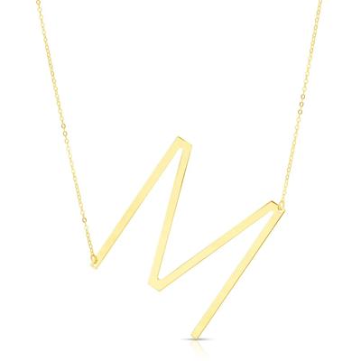“M” Initial Necklace in 14K Yellow Gold