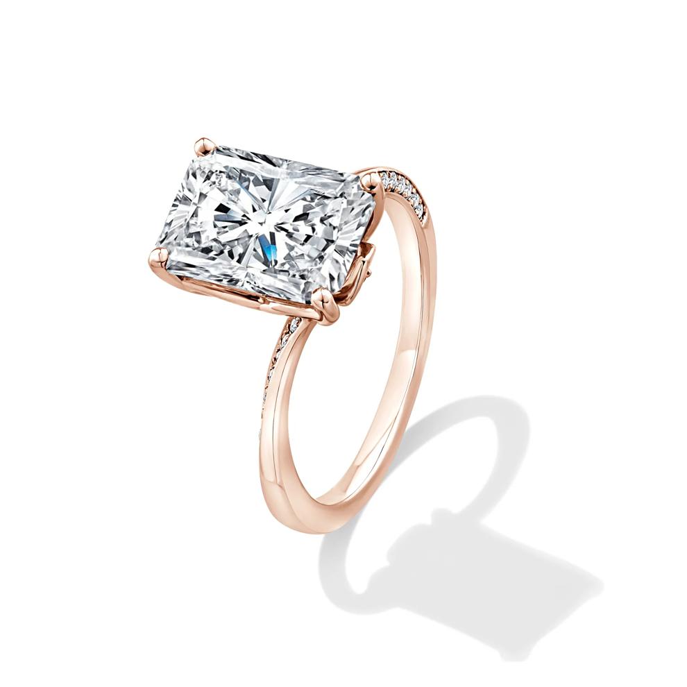 Lab Grown Diamond Radiant Center Engagement Ring in 18K Rose Gold (4 1/5 ct. tw.) – Image 4 of 4