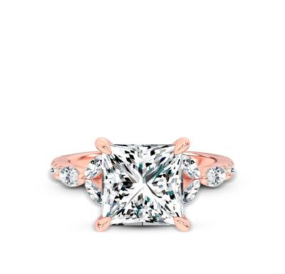 Lab Grown Diamond Princess-Cut Center Engagement Ring in 14K Rose Gold (4 1/2 ct. tw.)