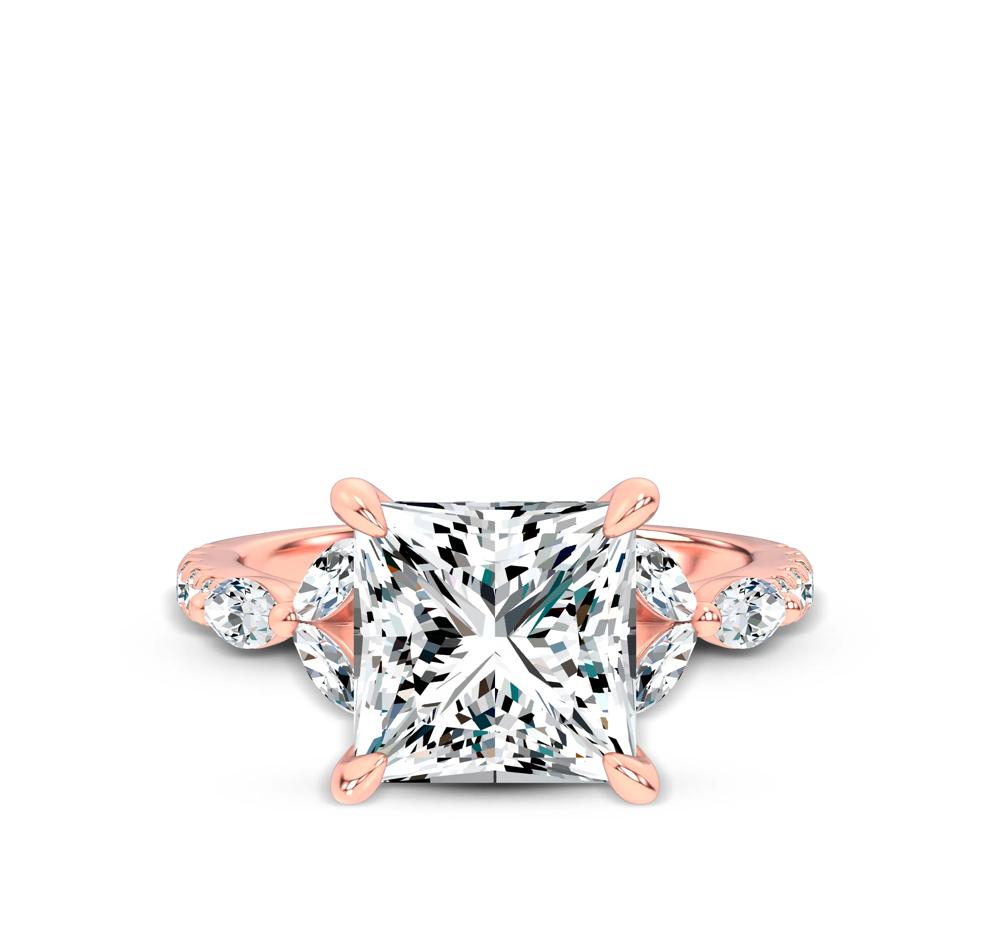 Lab Grown Diamond Princess-Cut Center Engagement Ring in 14K Rose Gold (4 1/2 ct. tw.) – Image 1 of 4