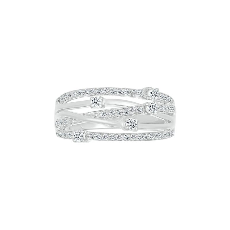 Diamond Multi-Row Ring in 10K White Gold &#40;3/8 ct. tw.&#41; – Image 4 of 5