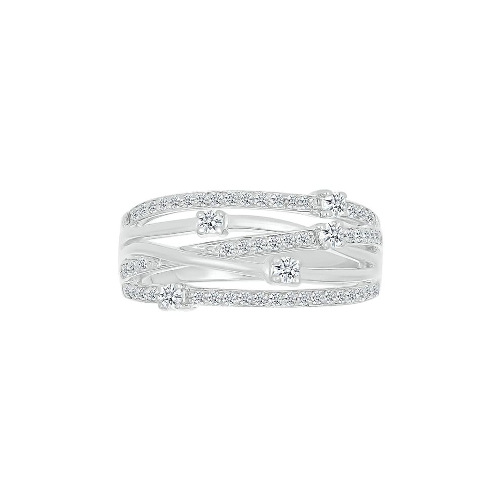 Diamond Multi-Row Ring in 10K White Gold (3/8 ct. tw.) – Image 4 of 5