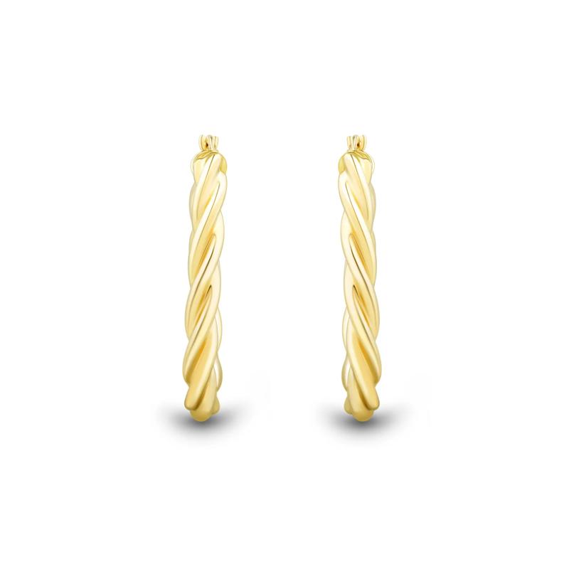 Twisted Oval Tube Hoops in 14K Yellow Gold – Image 2 of 2