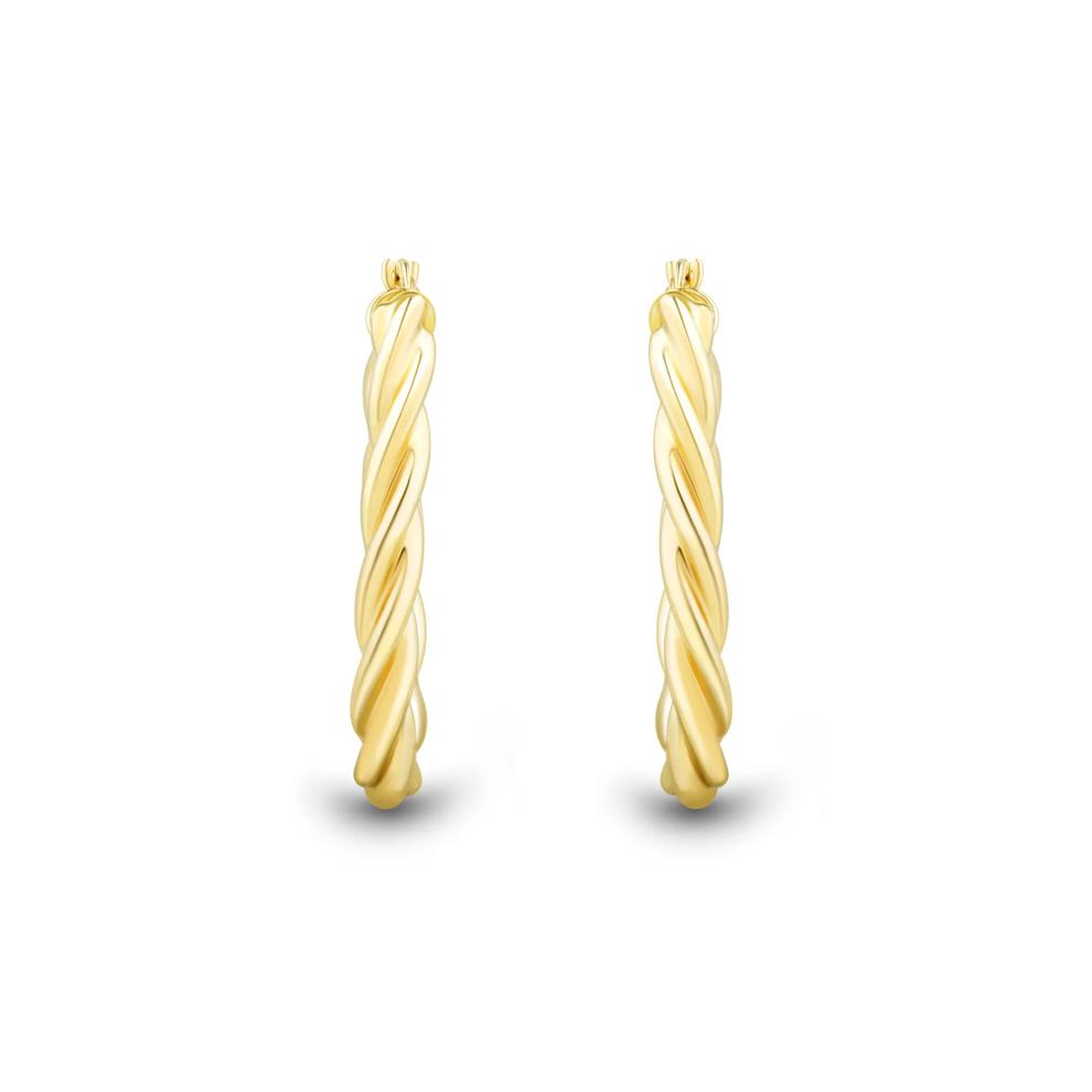 Twisted Oval Tube Hoops in 14K Yellow Gold – Image 2 of 2