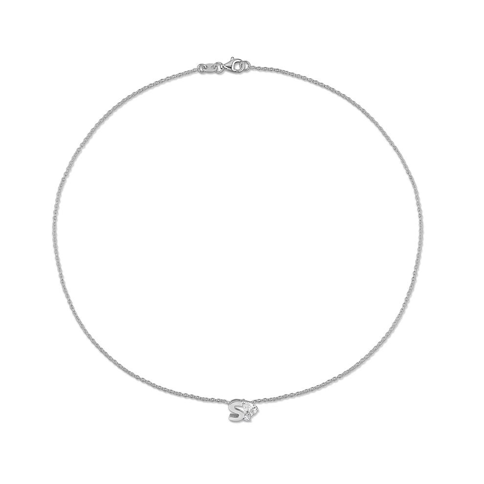 Lab-Created White Sapphire S Initial Pendant Necklace in Sterling Silver – Image 3 of 4
