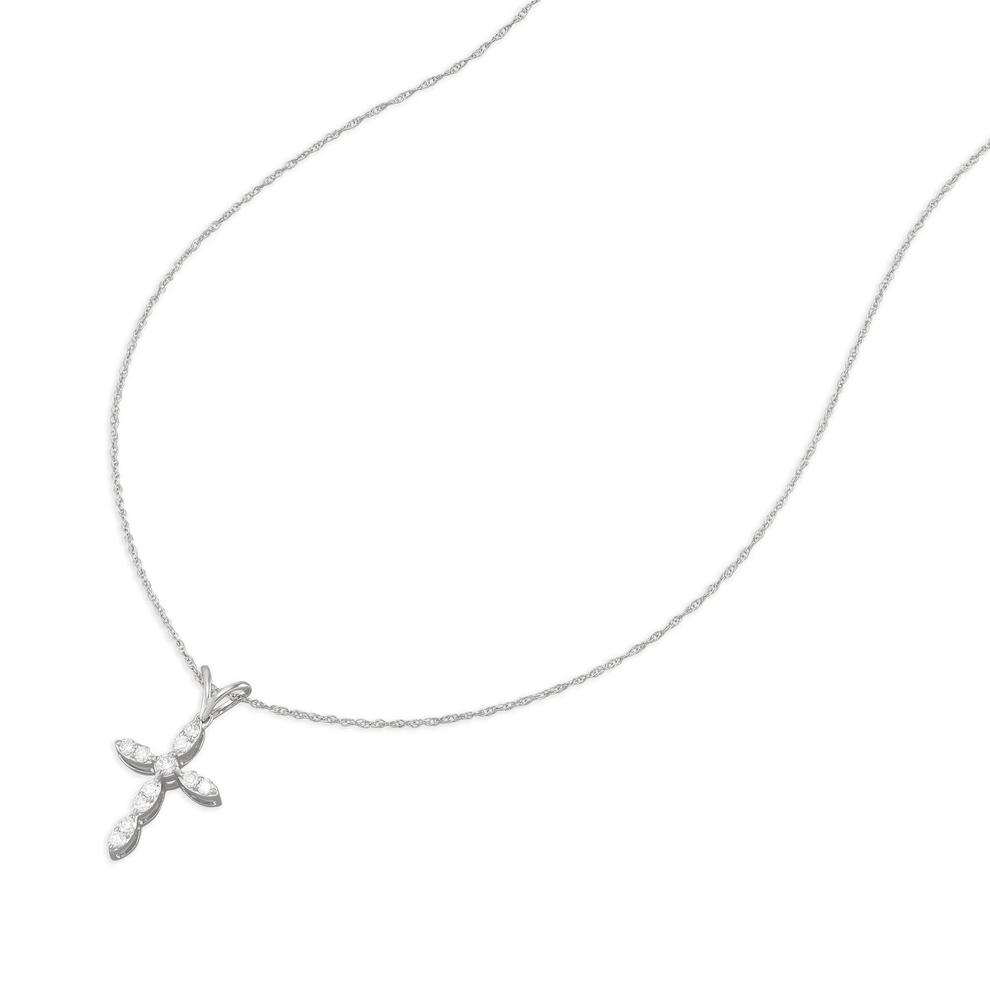 Diamond Cross Pendant Necklace in 10K White Gold (1/4 ct. tw.) – Image 3 of 4