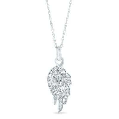 Diamond Wing Pendant in 14K White Gold (1/7 ct. tw.)