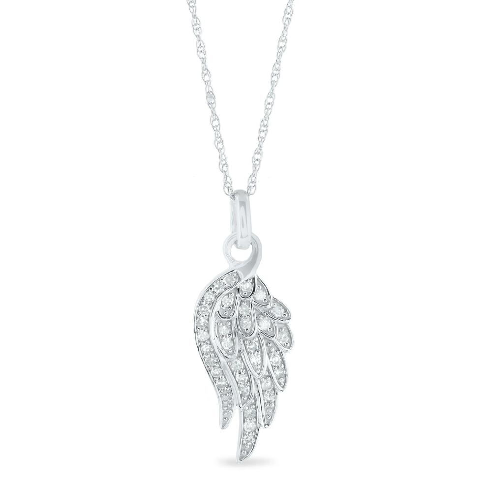 Diamond Wing Pendant in 14K White Gold (1/7 ct. tw.) – Image 1 of 3