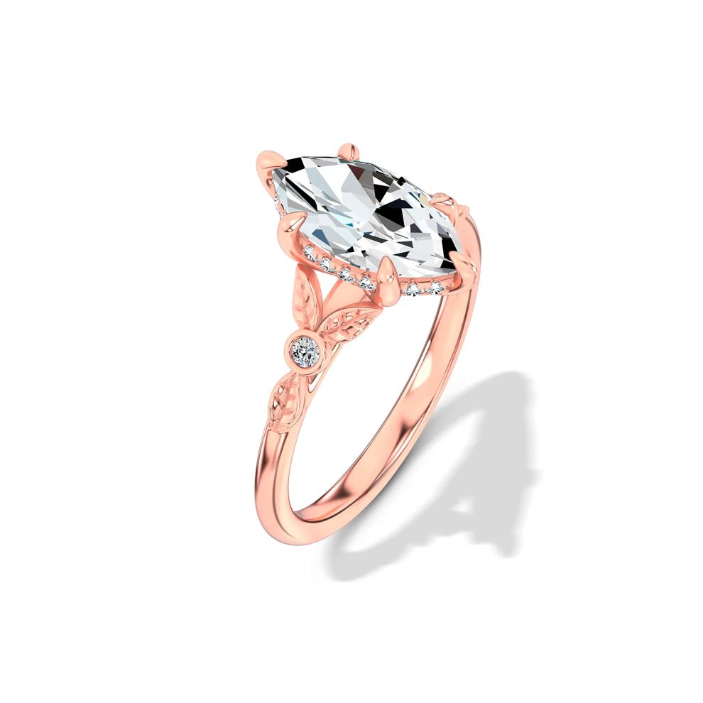 Lab Grown Diamond Marquise Center Etched-Shank Engagement Ring in 14K Rose Gold (1 5/8 ct. tw.) – Image 4 of 4