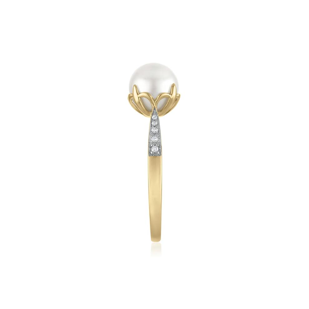 Freshwater Cultured Pearl and Diamond Accent Ring in 10K Yellow Gold – Image 3 of 3