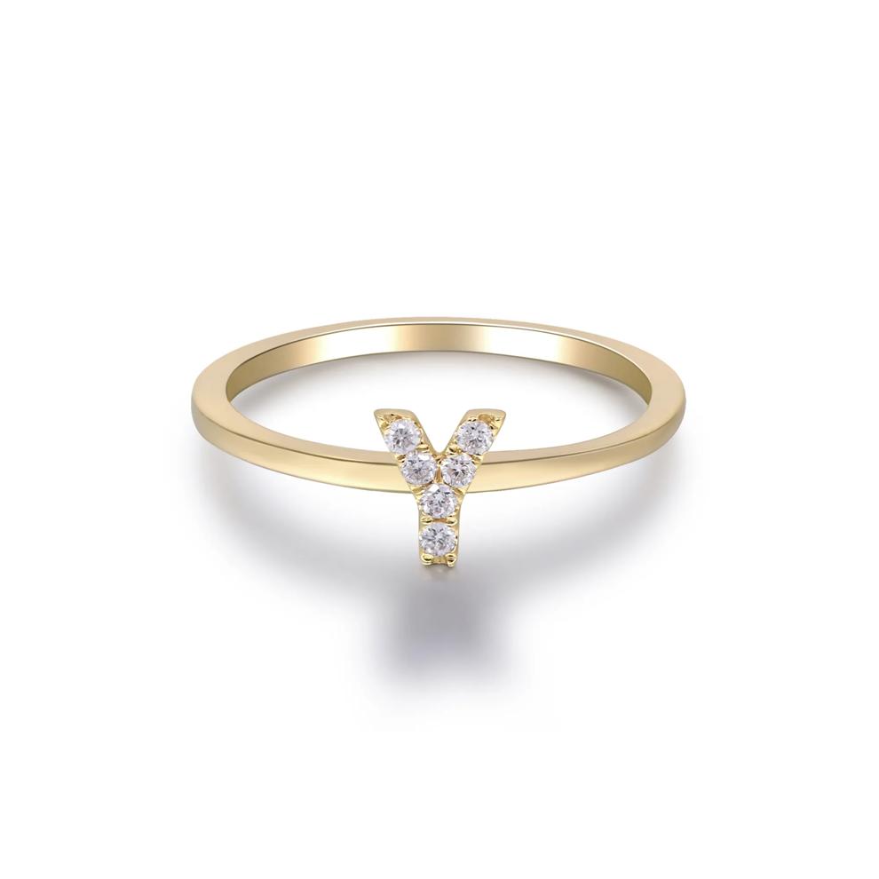 Diamond Accent "Y" Initial Ring in 10K Yellow Gold – Image 5 of 5