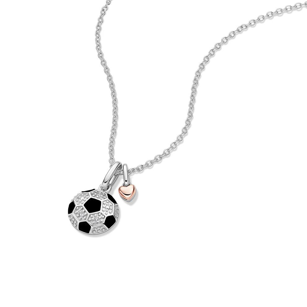 Lab Grown Diamond Accent Soccer Ball Pendant in Sterling Silver &amp; 10K Rose Gold – Image 4 of 5