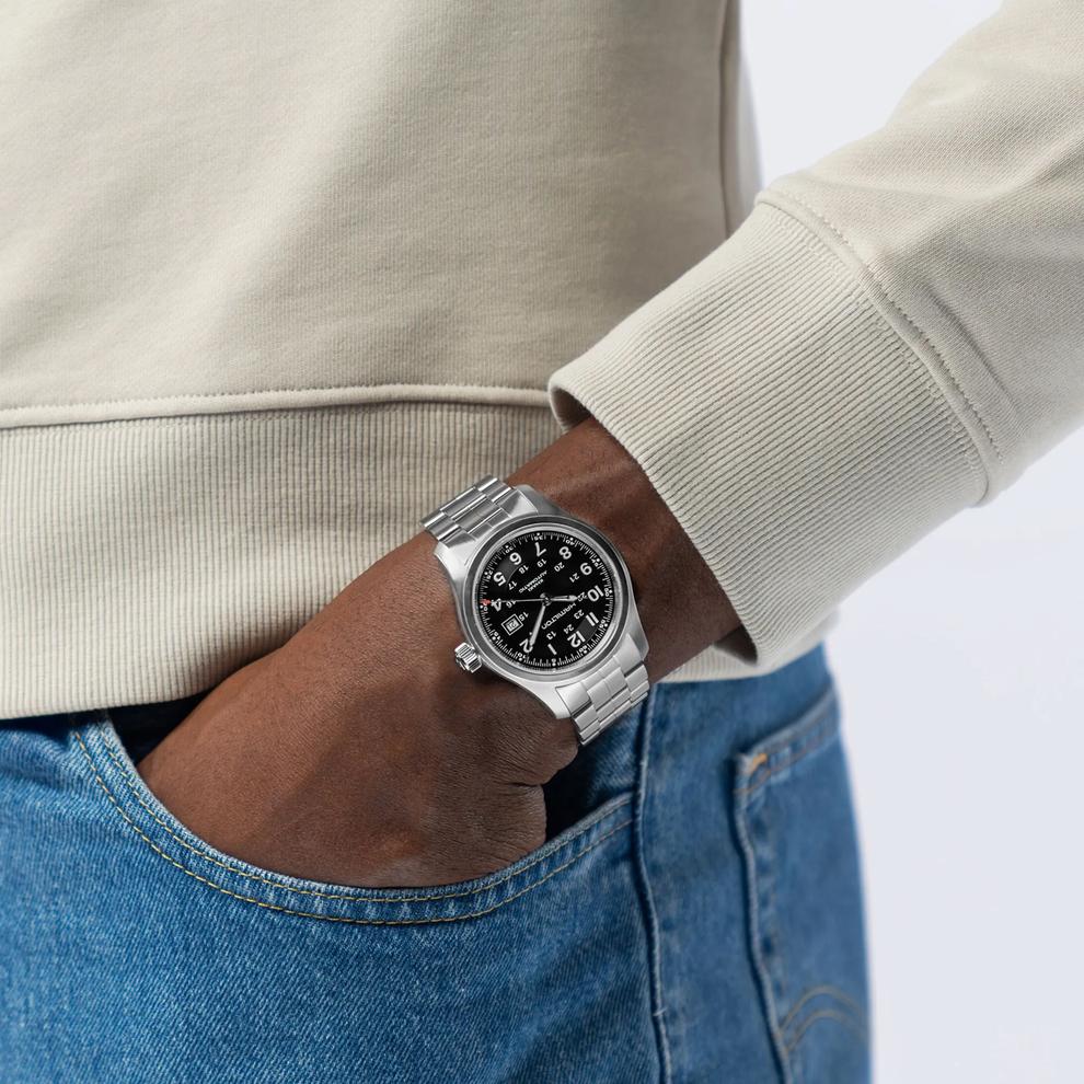 Men's Khaki Field Auto Watch with Stainless Steel Bracelet – Image 3 of 3