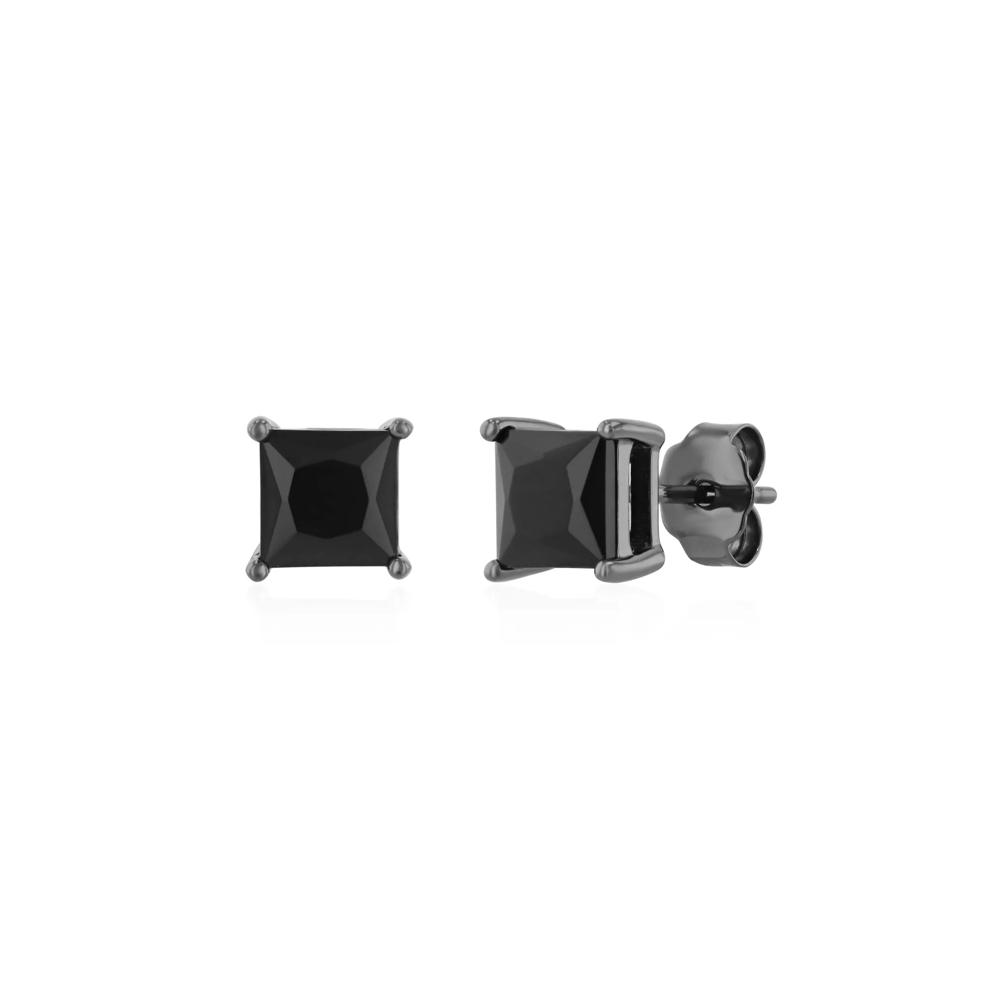Men's Black Onyx Earrings in Black Rhodium-Plated Sterling Silver – Image 1 of 2
