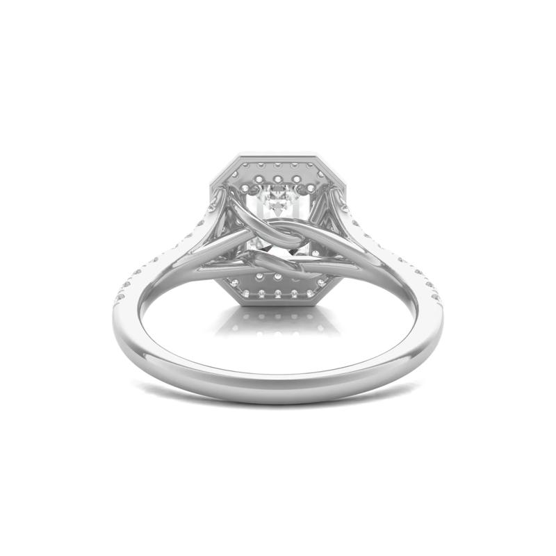 Diamond Emerald Step-Cut Double Halo Engagement Ring in 14K White Gold &#40;1 1/2 ct. tw.&#41; – Image 4 of 4