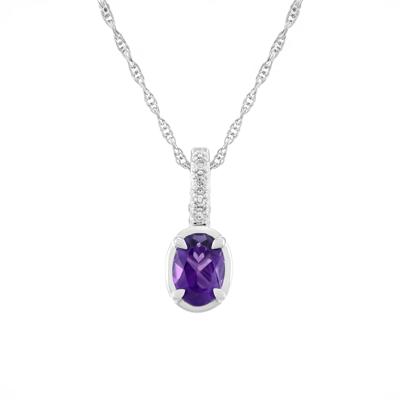 Oval Amethyst & Diamond Accent Pendant Necklace in Sterling Silver