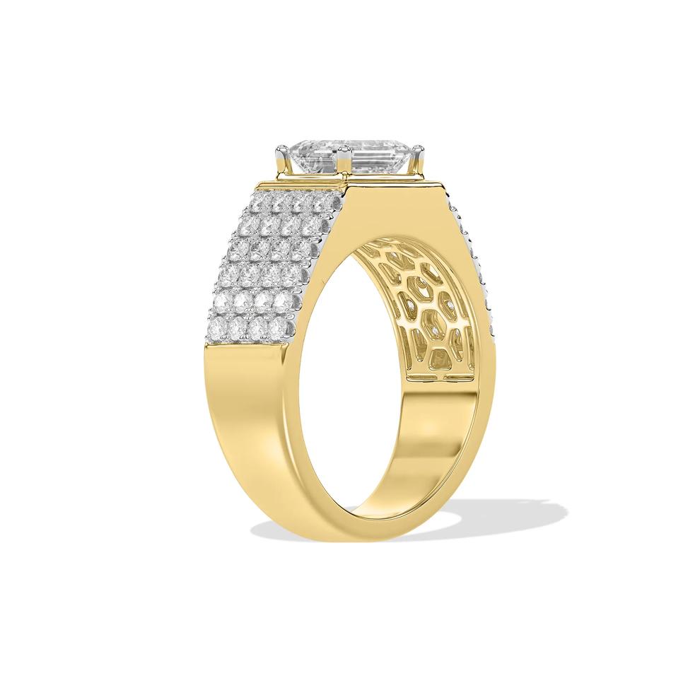 Men's Lab Grown Diamond Emerald Center Ring in 10K Yellow Gold (3 ct. tw.) – Image 3 of 4